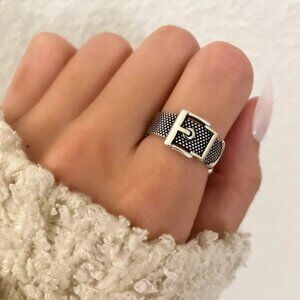 925 Sterling Silver Belt Ring Buckle Ring Cool Unique Vintage Statement Ring